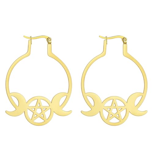 Schmuck Mode Persönlichkeit hohler doppelter Halbmond Stern Edelstahl Tropfen Ohrringe Schmuck Mode Persönlichkeit hohler doppelter Halbmond Stern Edelstahl Tropfen Ohrringe von fycouyee