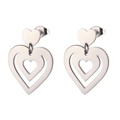 Schmuck Ohrstecker für Frauen lieben Anhänger Edelstahl Ohrringe von fycouyee