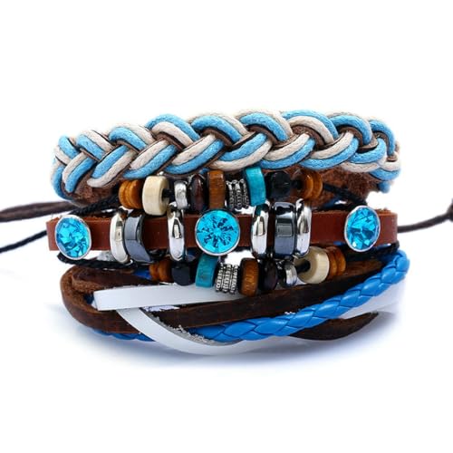 Schmuck mehrschichtiges geflochtenes Rindsleder Armband Frauen von fycouyee