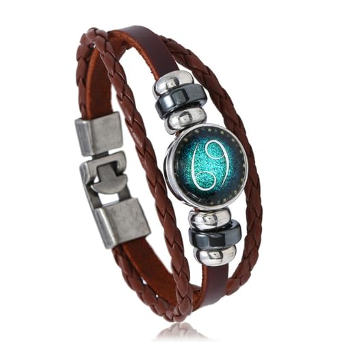 Sternzeichen Paar Armband Vintage gewebtes Perlenarmband aus Rindsleder für Männer und Frauen von fycouyee