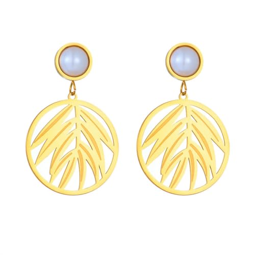 Stilvolle Vintage Barock Perle Titan Stahl Rundblatt Anhänger Ohrringe von fycouyee