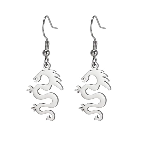 Tier Ohrringe Glücksdrache Punk Schmuck Edelstahl Ohrringe für Frauen Tier Ohrringe Glücksdrache Punk Schmuck Edelstahl Ohrringe für Frauen von fycouyee