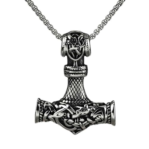Vintage Nordic Viking Herren Edelstahl Anhänger Persönlichkeit Hammer von fycouyee
