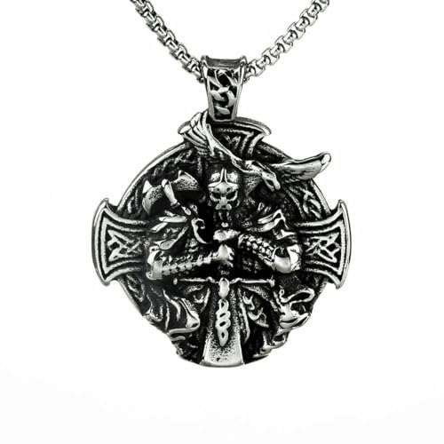 Vintage Nordic man stainless steel pendant Viking personality Odin God necklace von fycouyee