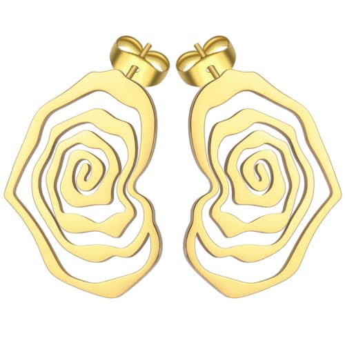 Vintage Rose Ohrstecker Mode Herz Edelstahl Ohrstecker von fycouyee