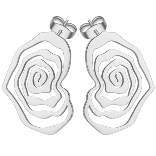 Vintage Rose Ohrstecker Mode Herz Edelstahl Ohrstecker von fycouyee