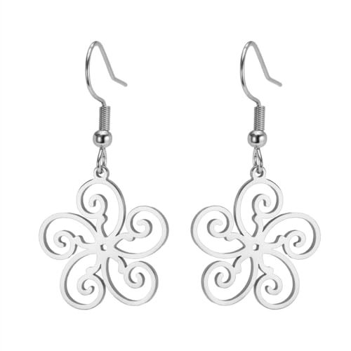 Vintage filigrane Blume Anhänger Ohrringe Edelstahl Damen Hochzeit Bohemian Schmuck von fycouyee