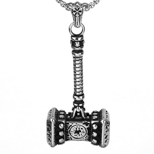 Vintage stainless steel man personality domineering viking hammer necklace von fycouyee