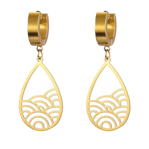 Wellen Creolen Ohrringe Edelstahl Filigran Minimalistisch Geometrischer Schmuck Frauen von fycouyee