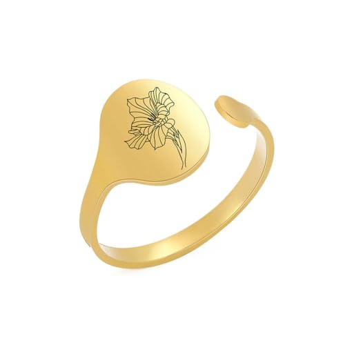 fycouyee 12 Monate Blumenöffnung verstellbarer Ring aus Edelstahl fycouyee 12 Monate Blumenöffnung verstellbarer Ring aus Edelstahl von fycouyee