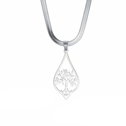fycouyee 18 Karat Titan Stahl hohles Blütenblatt inneren Baum Anhänger Edelstahl Halskette fycouyee 18 Karat Titan Stahl hohles Blütenblatt inneren Baum Anhänger Edelstahl Halskette von fycouyee