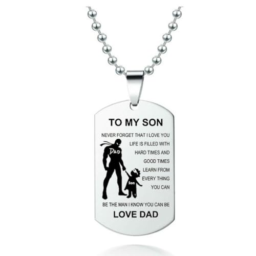 fycouyee AN MEINEN SOHN LIEBE PAPA Vater und Sohn Halskette Anhänger aus Edelstahl von fycouyee