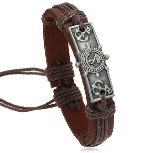 fycouyee Accessoires Persönlichkeit Anker Rindsleder Armband handgewebt nautisch von fycouyee