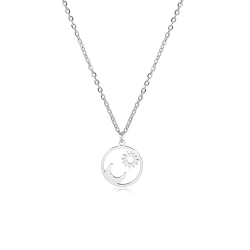fycouyee Accessoires Ringe Sonnen- und Mondanhänger Halsketten Damenschmuck einfache hohle Halsketten aus Edelstahl fycouyee Accessoires Ringe Sonnen- und Mondanhänger Halsketten Damenschmuck einfache hohle Halsketten aus Edelstahl von fycouyee