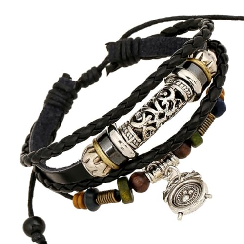 fycouyee Accessoires Weckeranhänger Perlenarmbänder aus Leder Punk-Armbänder von fycouyee