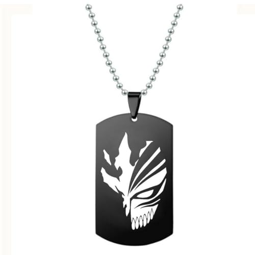 fycouyee Anhänger Bleach Ichigo Kurosaki Halbleere Maske Edelstahl Halskette Persönlichkeit Square Schlüsselanhänger von fycouyee