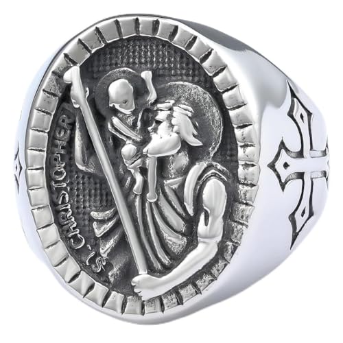 fycouyee Anubis Vintage Silber Herren Kreuz Ring Persönlichkeit von fycouyee