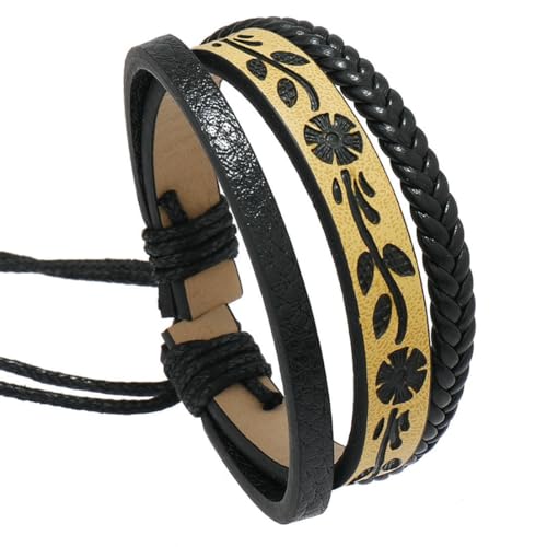 fycouyee Blume gewebtes Armband Vintage Hand Ornament ethnisches Lederaccessoire von fycouyee