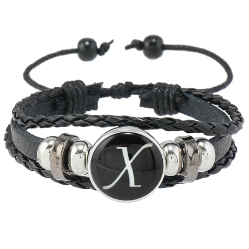 fycouyee Buchstaben Leder Armbänder Mode handgeperlte mehrschichtige Punk Armbänder von fycouyee