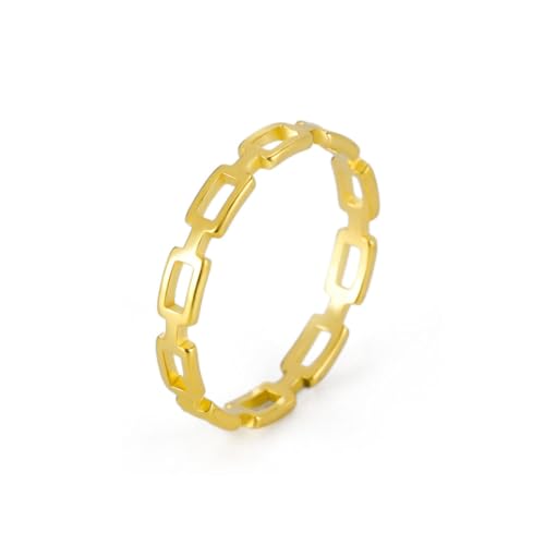 fycouyee Cazado Damen Geometrischer Kettenring Edelstahl Gold Rechteckiger Ring Hochzeitsmode von fycouyee