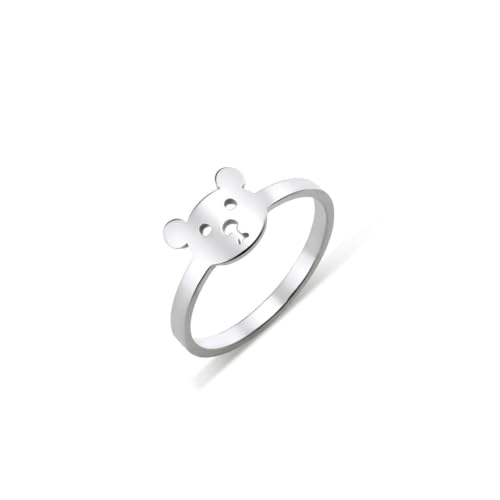 fycouyee Damen Bär Ring Edelstahl Ring Mode Niedliche Tier Party Schmuck von fycouyee