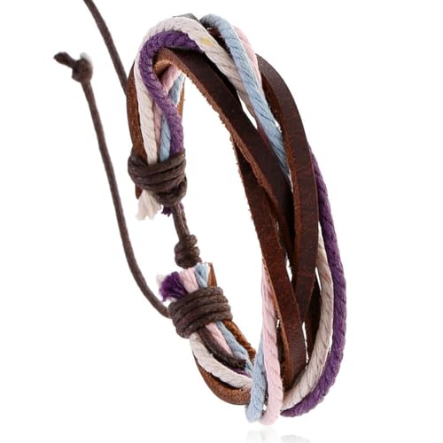 fycouyee Damenarmband aus Rindsleder handgewebtes buntes Vintage-Accessoire für Paare von fycouyee