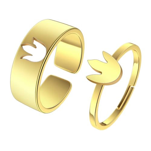 fycouyee Dinosaurier Pfotenabdruck Ringe Edelstahl Männer und Frauen Paar Ringe von fycouyee