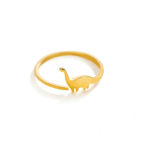 fycouyee Dinosaurier Ring Edelstahl Niedlich Brachiosaurus Offener Verstellbarer Ring Tierschmuck Frau von fycouyee