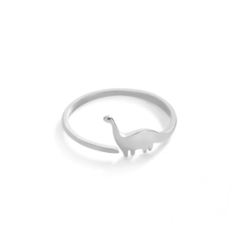 fycouyee Dinosaurier Ring Edelstahl Niedlich Brachiosaurus Offener Verstellbarer Ring Tierschmuck Frau von fycouyee