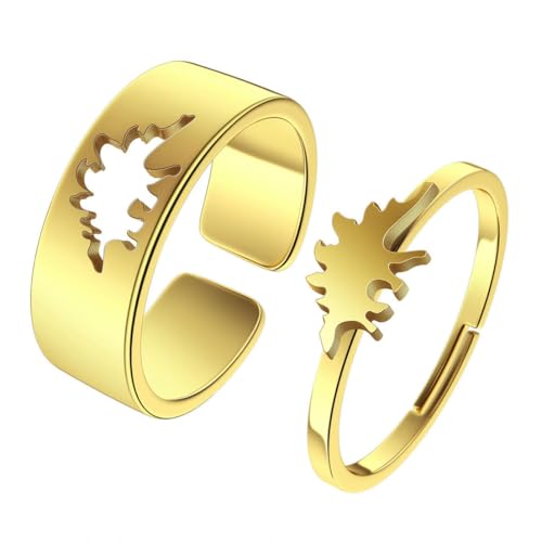 fycouyee Dinosaurier Ringe Stegosaurus Schmuck Persönlichkeit Einfach Edelstahl Paar von fycouyee