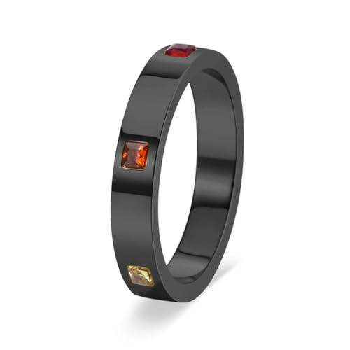 fycouyee Edelstahl Damen Regenbogen Ring Set mit quadratischem Zirkonschmuck von fycouyee
