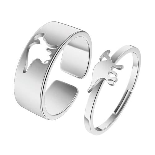 fycouyee Edelstahl Dinosaurier Paranecked Drachen Ring Verlobungsring Paar Ring von fycouyee