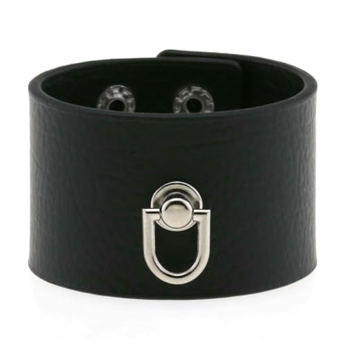 fycouyee Edelstahl Druckknopf Verschluss Punk Goth PU Leder D-Ring Armband Armband von fycouyee