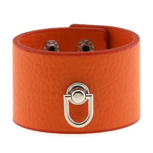 fycouyee Edelstahl Druckknopf Verschluss Punk Goth PU Leder D-Ring Armband Armband von fycouyee
