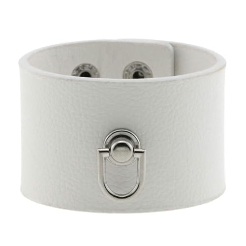 fycouyee Edelstahl Druckknopf Verschluss Punk Goth PU Leder D-Ring Armband Armband von fycouyee