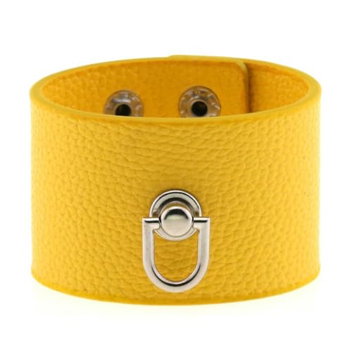 fycouyee Edelstahl Druckknopf Verschluss Punk Goth PU Leder D-Ring Armband Armband von fycouyee