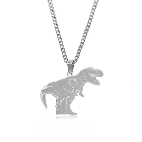 fycouyee Edelstahl Herren Hip Hop Hüpfrock Bass Tyrannosaurus Rex Dinosaurier Anhänger Titan Stahl Halskette von fycouyee