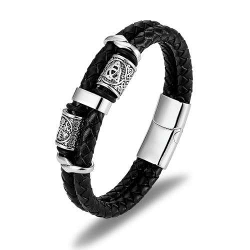 fycouyee Edelstahl-Leder-Seilarmband Nordic Viking Herrenarmband von fycouyee