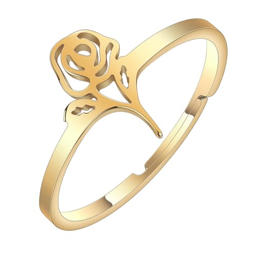 fycouyee Edelstahl Rosenring Öffnung verstellbarer Schmuck fycouyee Edelstahl Rosenring Öffnung verstellbarer Schmuck von fycouyee