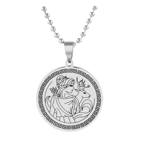 fycouyee Edelstahl Schlüsselanhänger Antiker Griechischer Olymp Hauptgötter der Jagd Artemis Halskette von fycouyee
