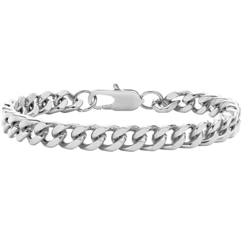 fycouyee Edelstahl verbreitertes Hip Hop Armband Kubanische Kette Punk Schmuck von fycouyee