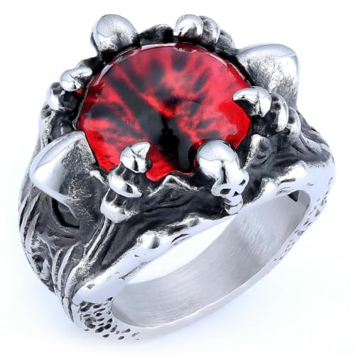 fycouyee Einfache Hip-Hop Persönlichkeit Mode Rot Gelb Blau Edelstahl Ring von fycouyee