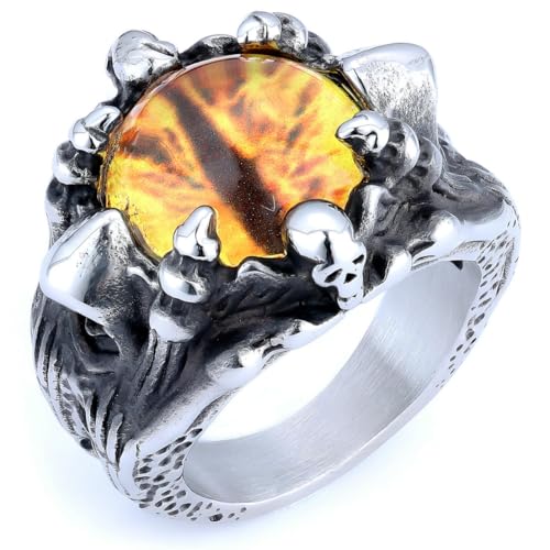 fycouyee Einfache Hip-Hop Persönlichkeit Mode Rot Gelb Blau Edelstahl Ring von fycouyee