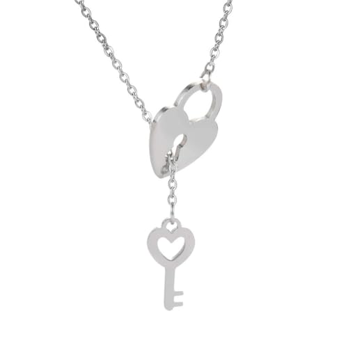 fycouyee Einfache Titan Herz Lock Schlüsselanhänger Edelstahl Halskette fycouyee Einfache Titan Herz Lock Schlüsselanhänger Edelstahl Halskette von fycouyee