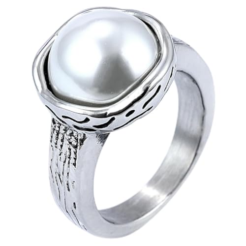 fycouyee Einfacher Perlenring Edelstahl Schmuck von fycouyee