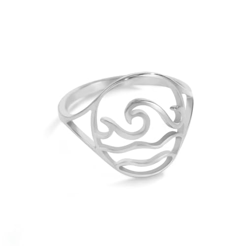 fycouyee Einfacher stilvoller Paarschmuck Welle Welle Hochzeit Schmuck Edelstahl Ringe fycouyee Einfacher stilvoller Paarschmuck Welle Welle Hochzeit Schmuck Edelstahl Ringe von fycouyee