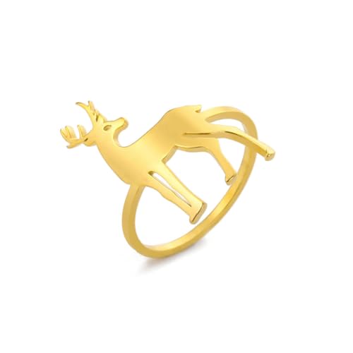 fycouyee Elch Ringe Edelstahl Tier Mode Ringe Damen Paar Verlobung Schmuck fycouyee Elch Ringe Edelstahl Tier Mode Ringe Damen Paar Verlobung Schmuck von fycouyee