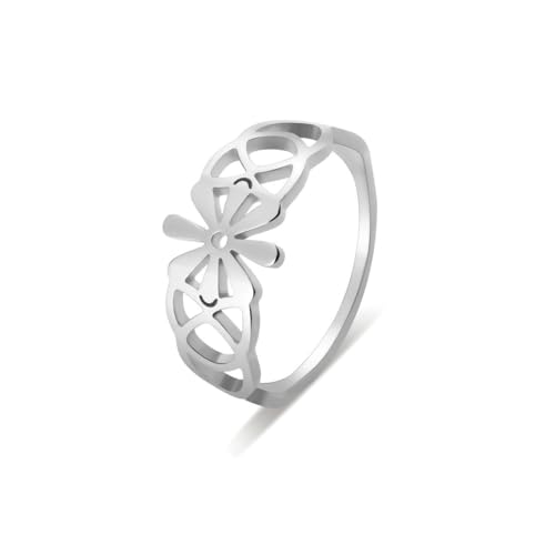 fycouyee Filigrane Blumenringe böhmisches Mädchen Frauen Edelstahl Ring Schmuck von fycouyee