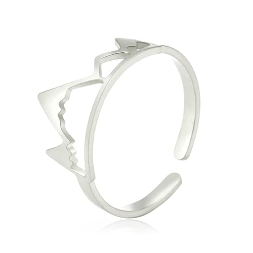 fycouyee Four Peaks Snow Mountain Offener Ring Edelstahl Offener verstellbarer Ring von fycouyee