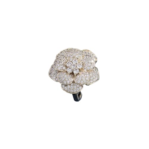 fycouyee Französische Blume Rose Mode Ring Zirkonia Intarsien Kamelie Offener Ring fycouyee Französische Blume Rose Mode Ring Zirkonia Intarsien Kamelie Offener Ring von fycouyee
